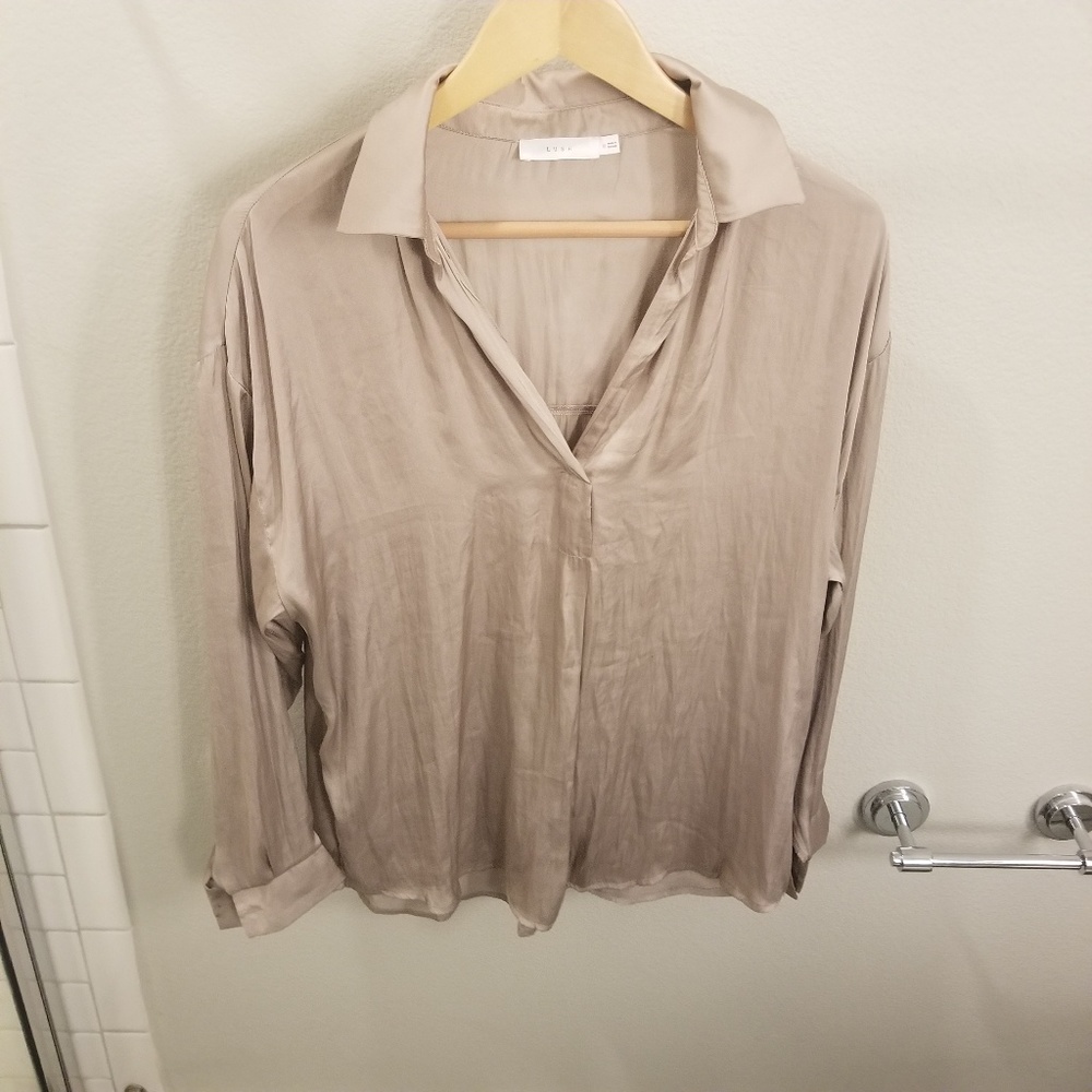 Lush Silk Blouse with Button Details Size Medium